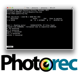 Общий вид программного окна PhotoRec