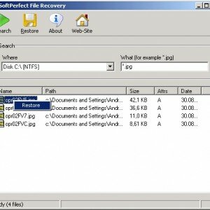 окно программы SoftPerfect File Recover