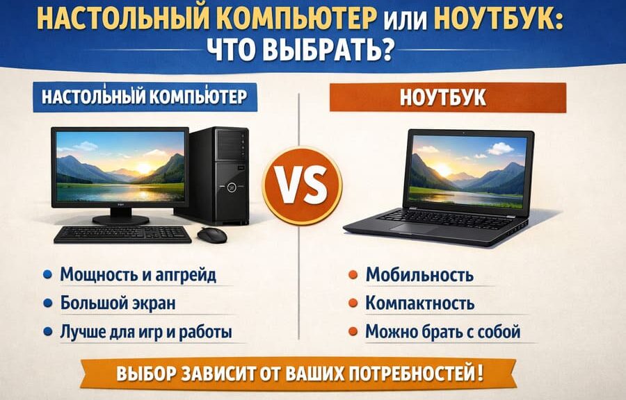 Настольный компьютер или ноутбук: что выбрать для дома, офиса и учёбы в 2026 году